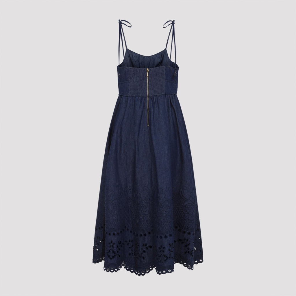 Zimmerman Mahon Broderie Denim Midi Dress Women