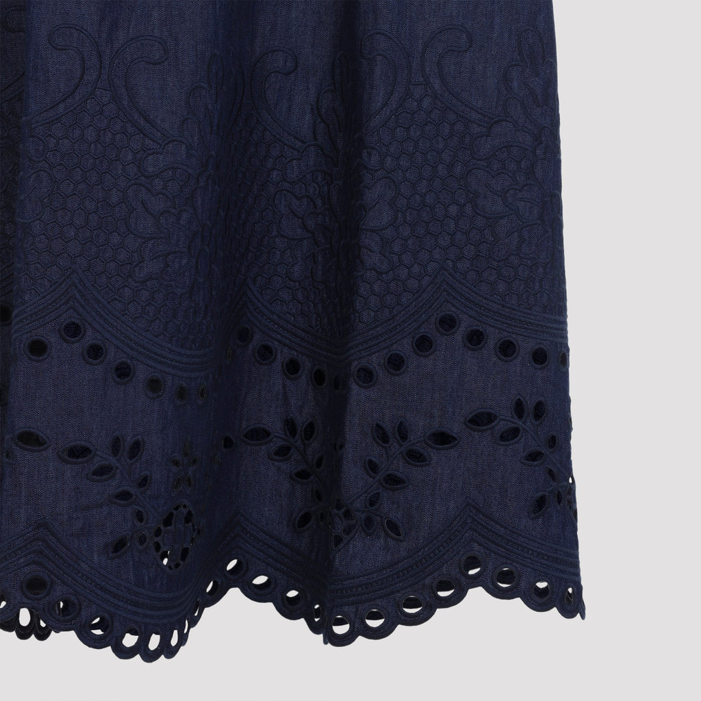 Zimmerman Mahon Broderie Denim Midi Dress Women