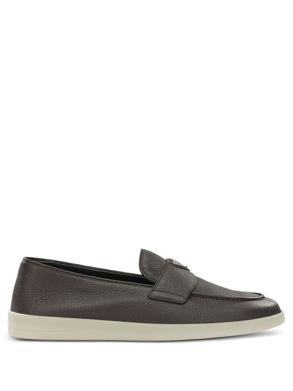 Prada Men Grained Leather Loafers