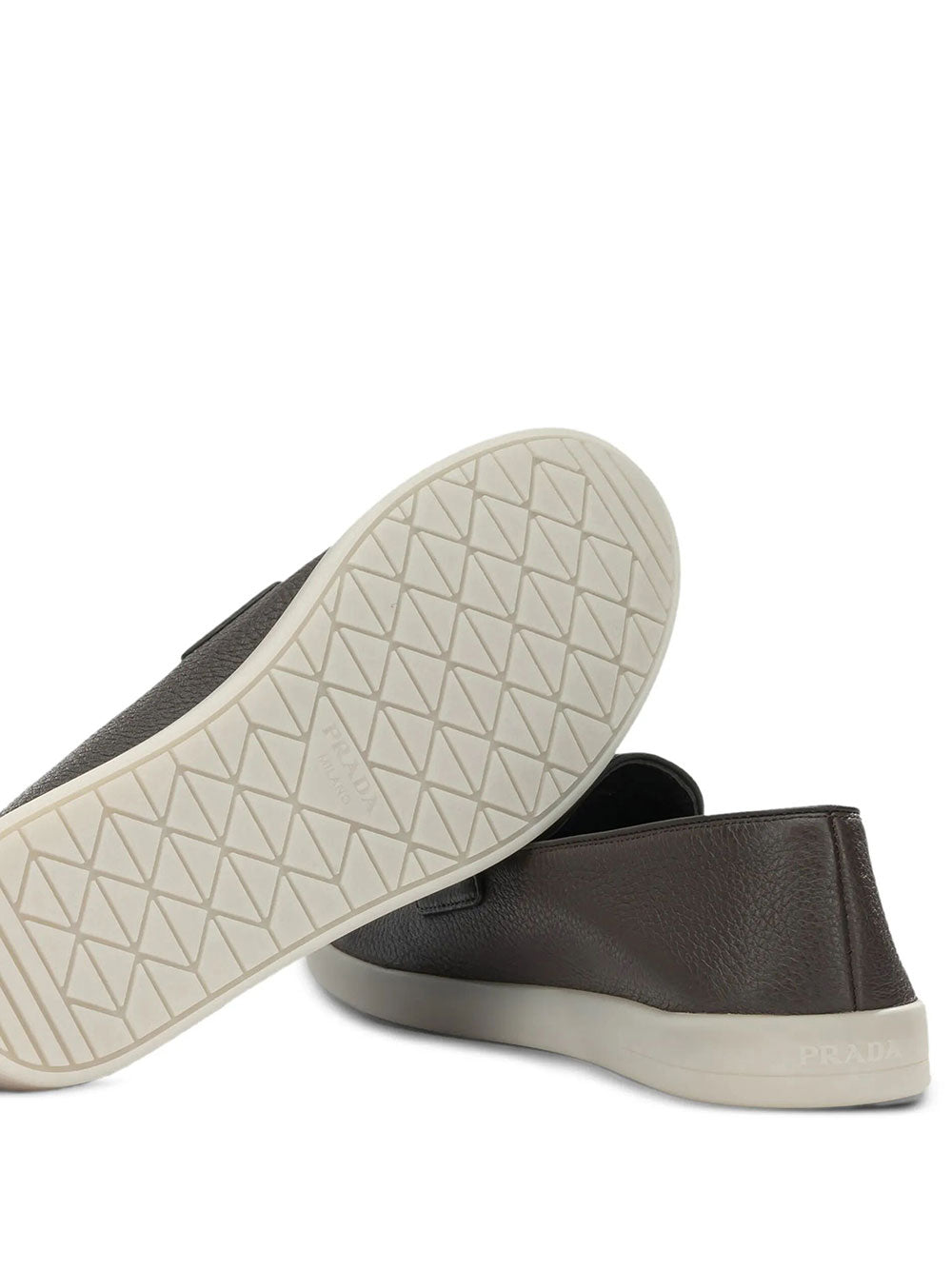 Prada Men Grained Leather Loafers