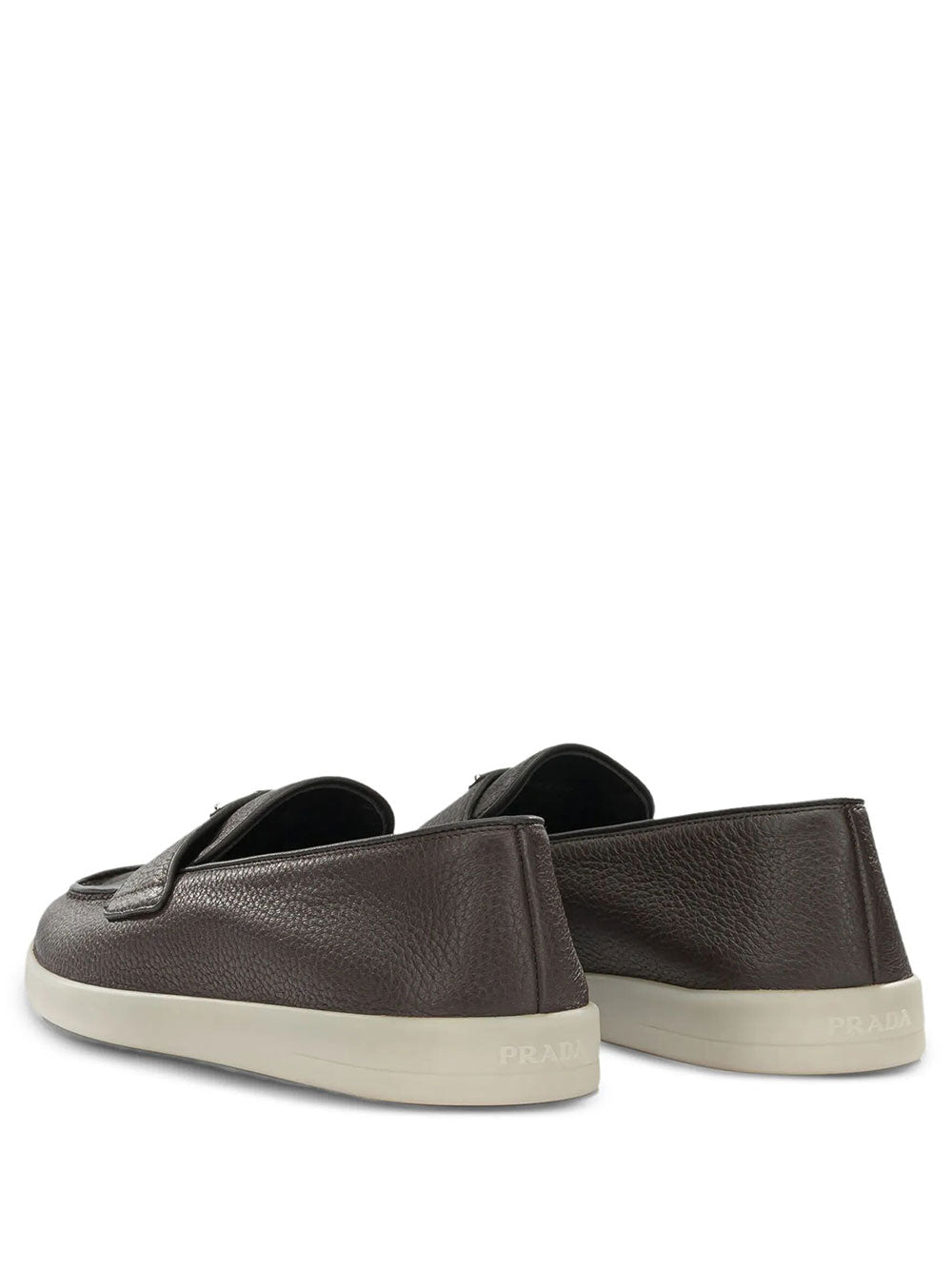 Prada Men Grained Leather Loafers