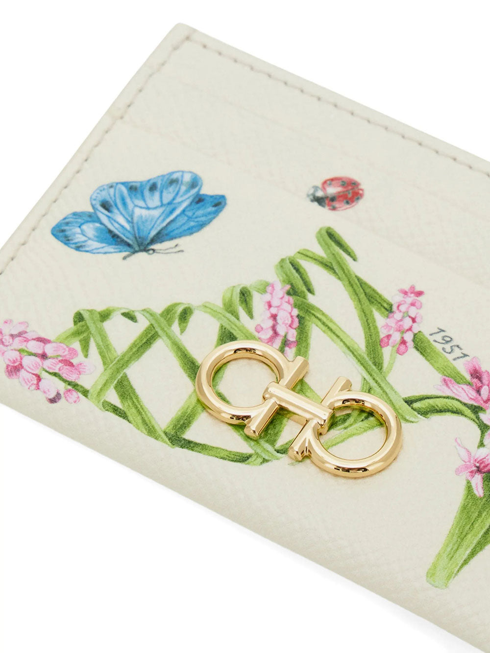 Ferragamo Women Gancini Card Holder With Floral Print