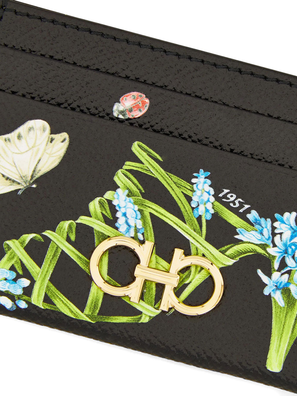 Ferragamo Women Gancini Card Holder With Floral Print