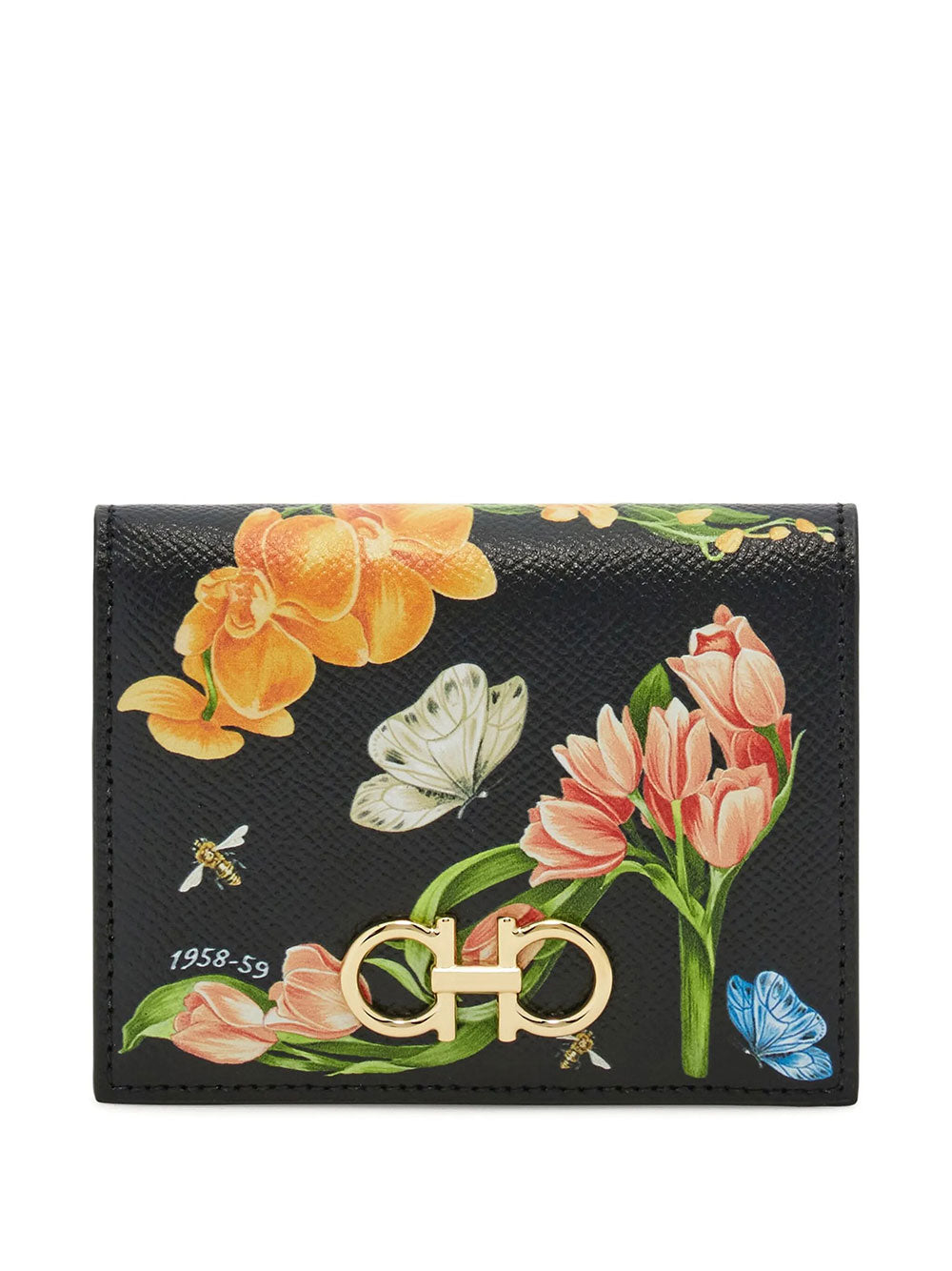 Ferragamo Women Floral Print Gancini Compact Wallet