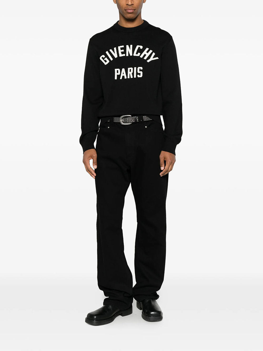 Givenchy Men Couture Seam Knitted Sweater With Givenchy Paris Detail