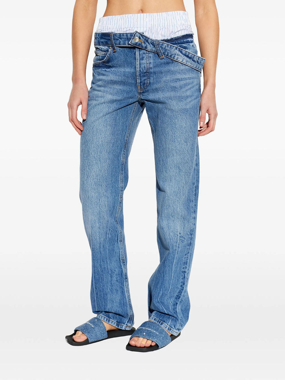 Alexander Wang Women Boxer Detail And Drop Waistband Slim Fit Jeans