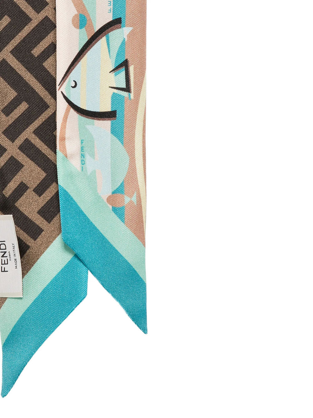 Fendi Women Bandeau In Seta Stampata Azzurra