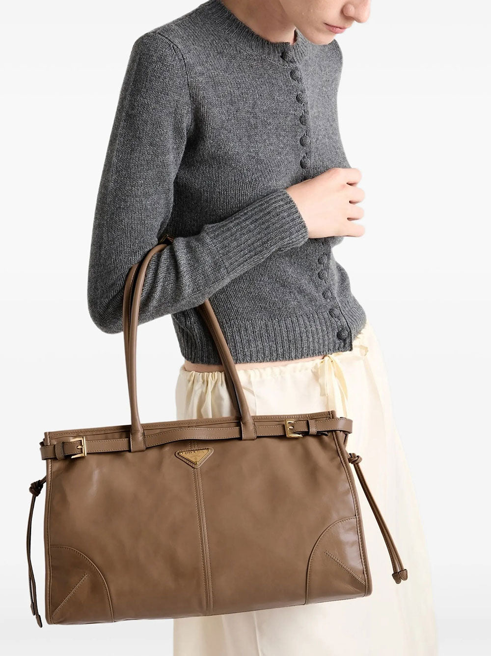 Prada Women Borsa A Mano Large In Pelle