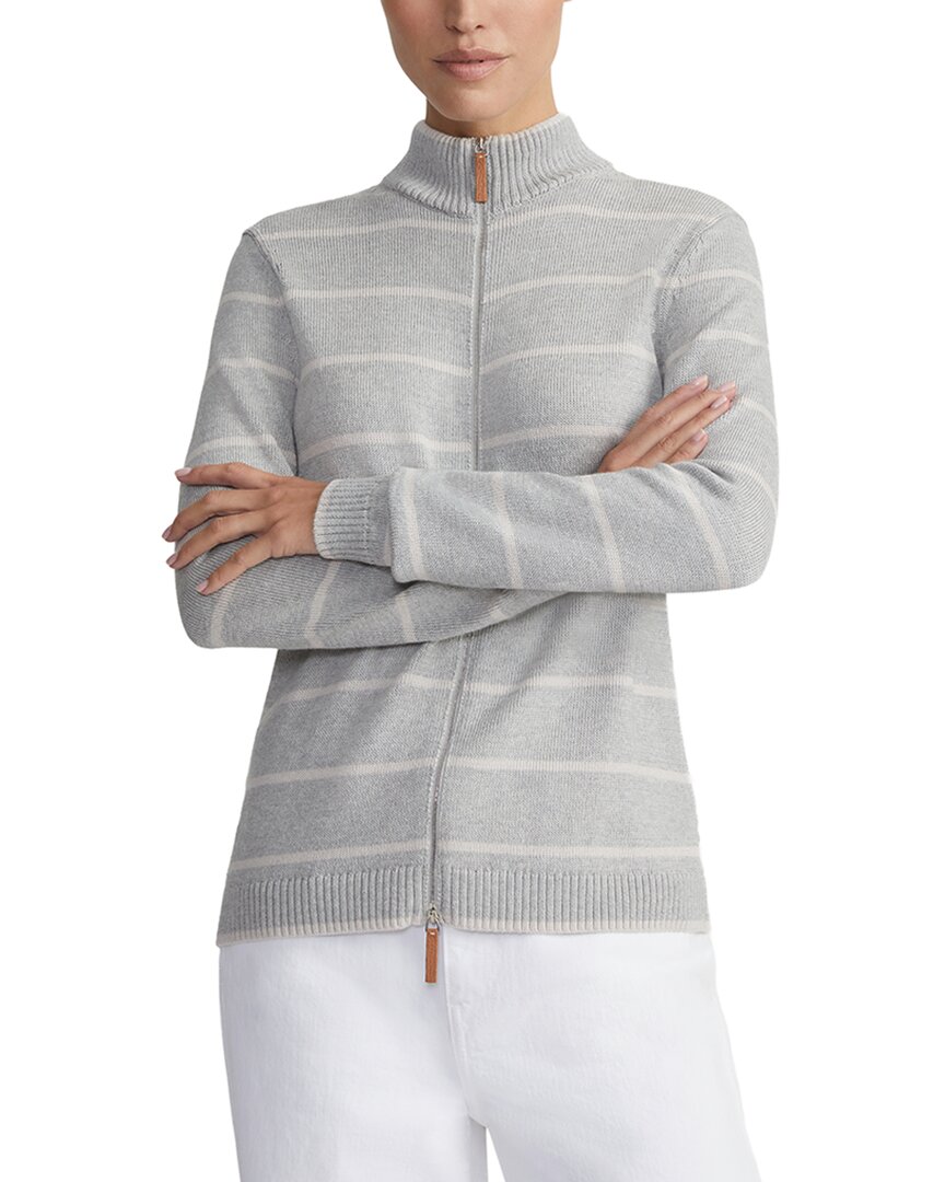Lafayette 148 New York Stripe Fitted Silk-Blend Bomber Jacket