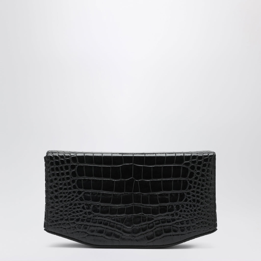 Toteme Clip Croc-Embossed Leather Shoulder Bag In Black Women
