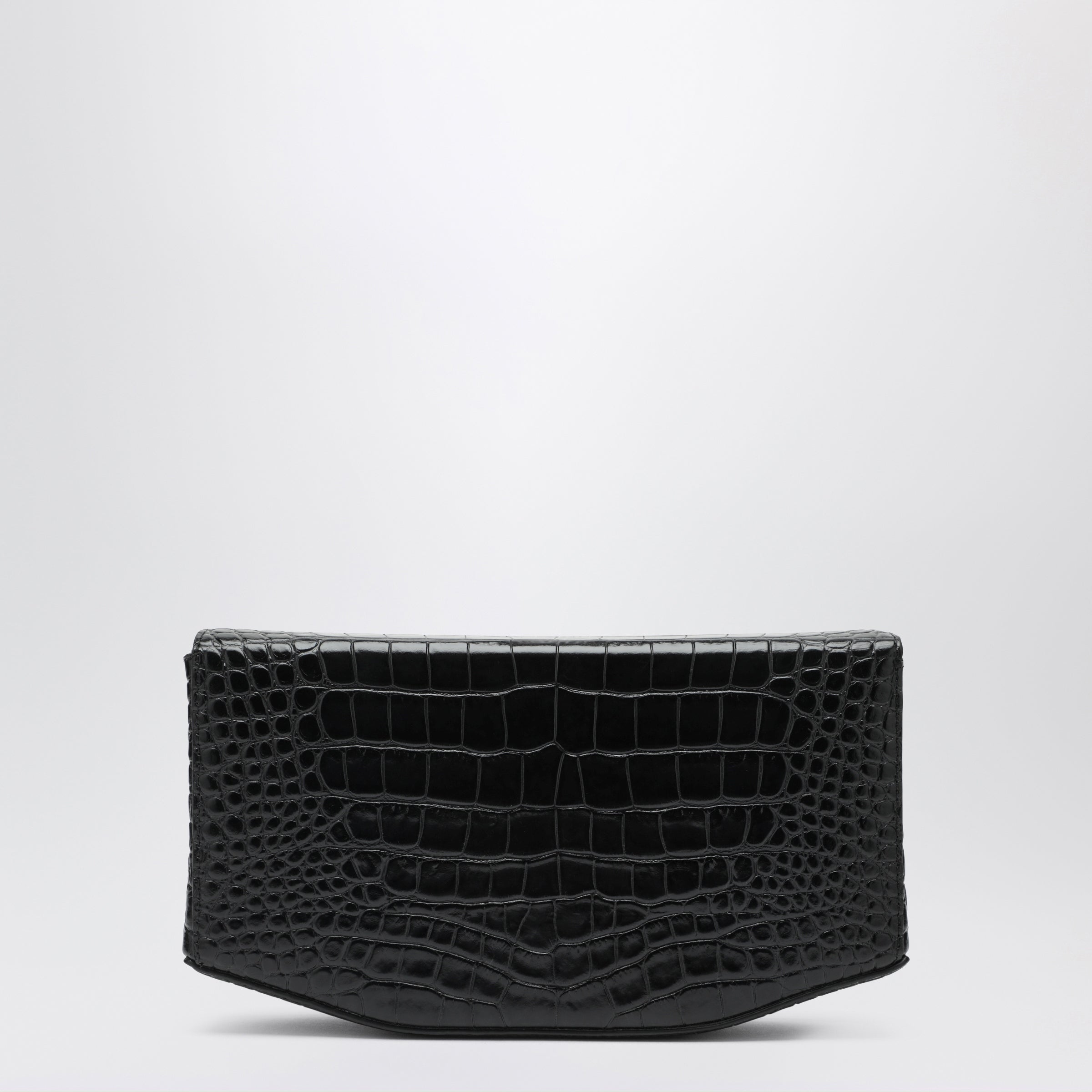 Toteme Clip Croc-Embossed Leather Shoulder Bag In Black Women