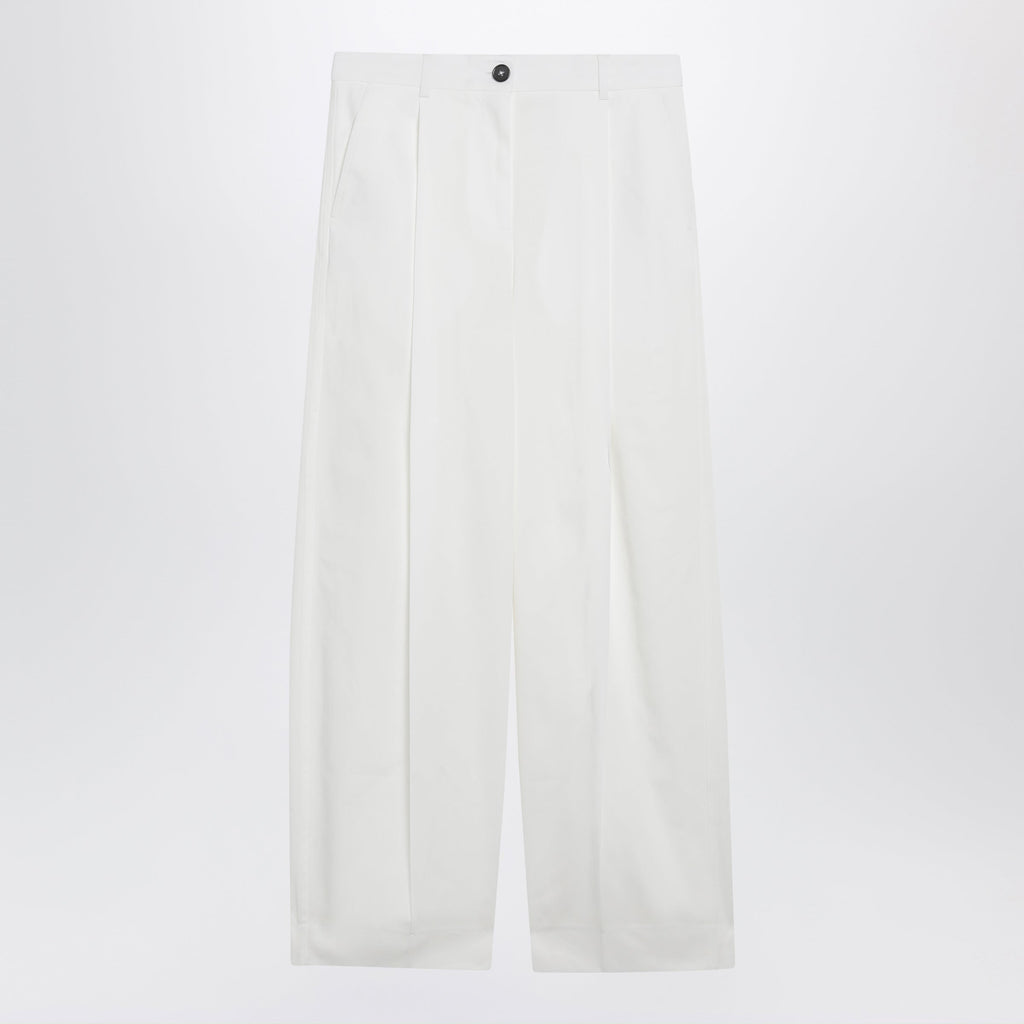 Toteme Single-Pleat Organic Cotton Trousers In White Women
