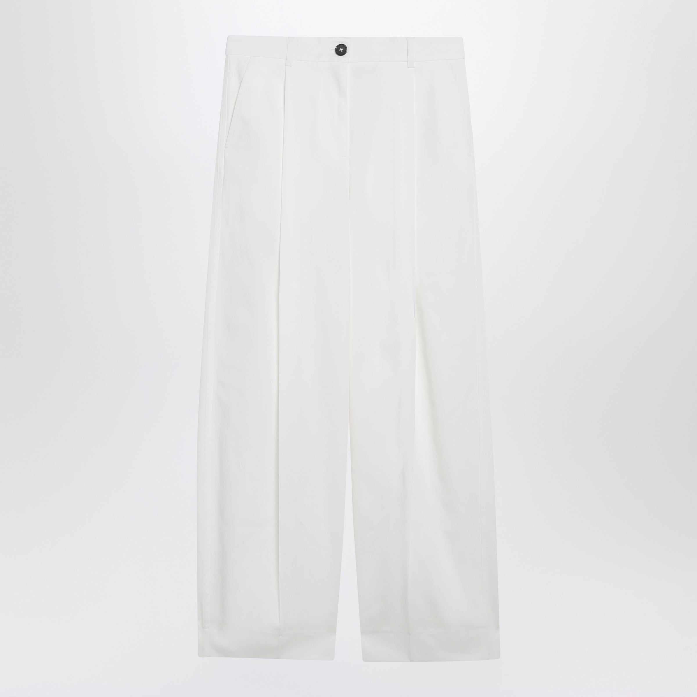 Toteme Single-Pleat Organic Cotton Trousers In White Women