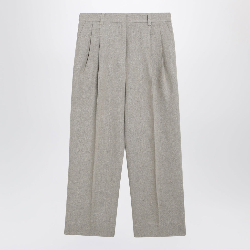 Toteme Beige High-Waisted Linen Shorts Women