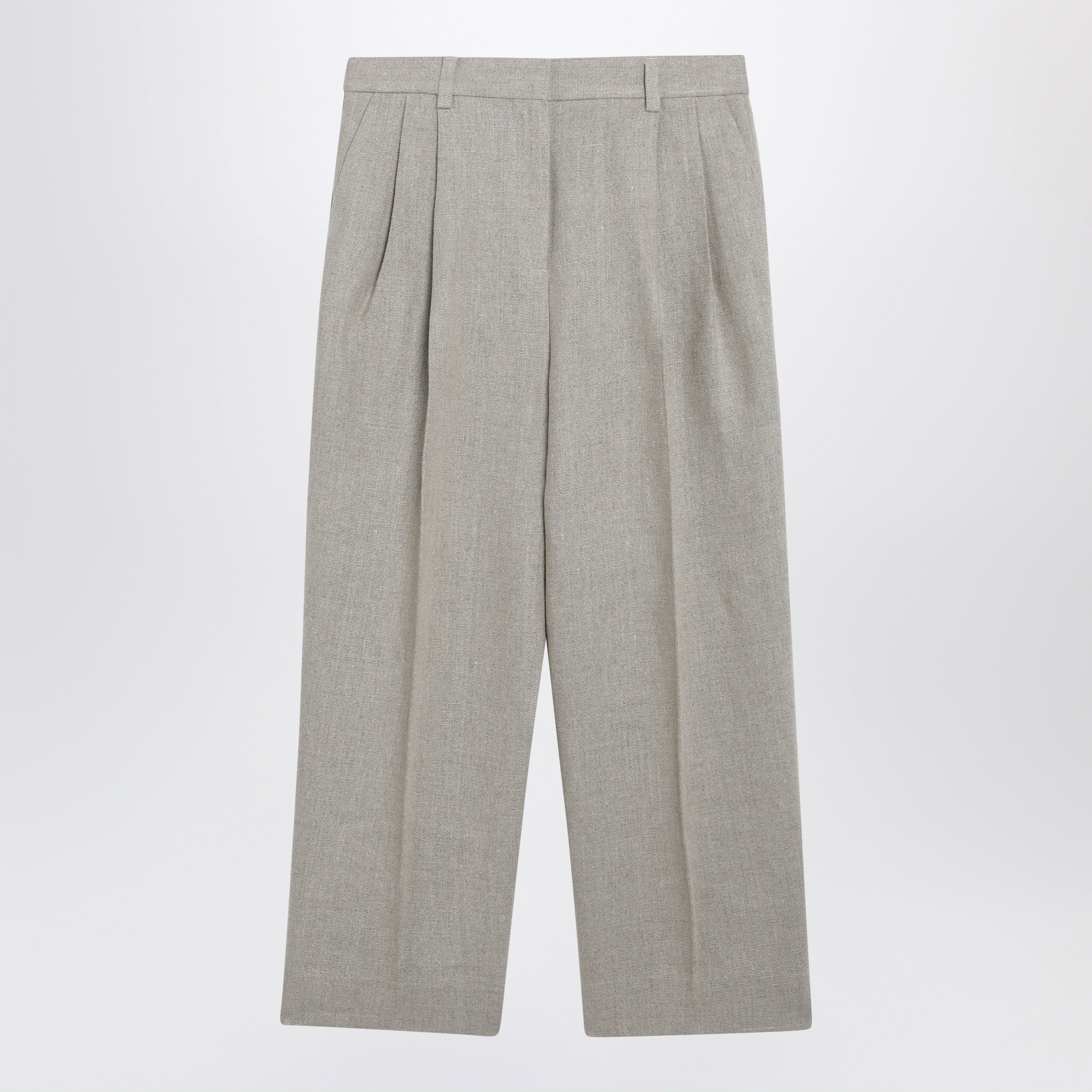 Toteme Beige High-Waisted Linen Shorts Women