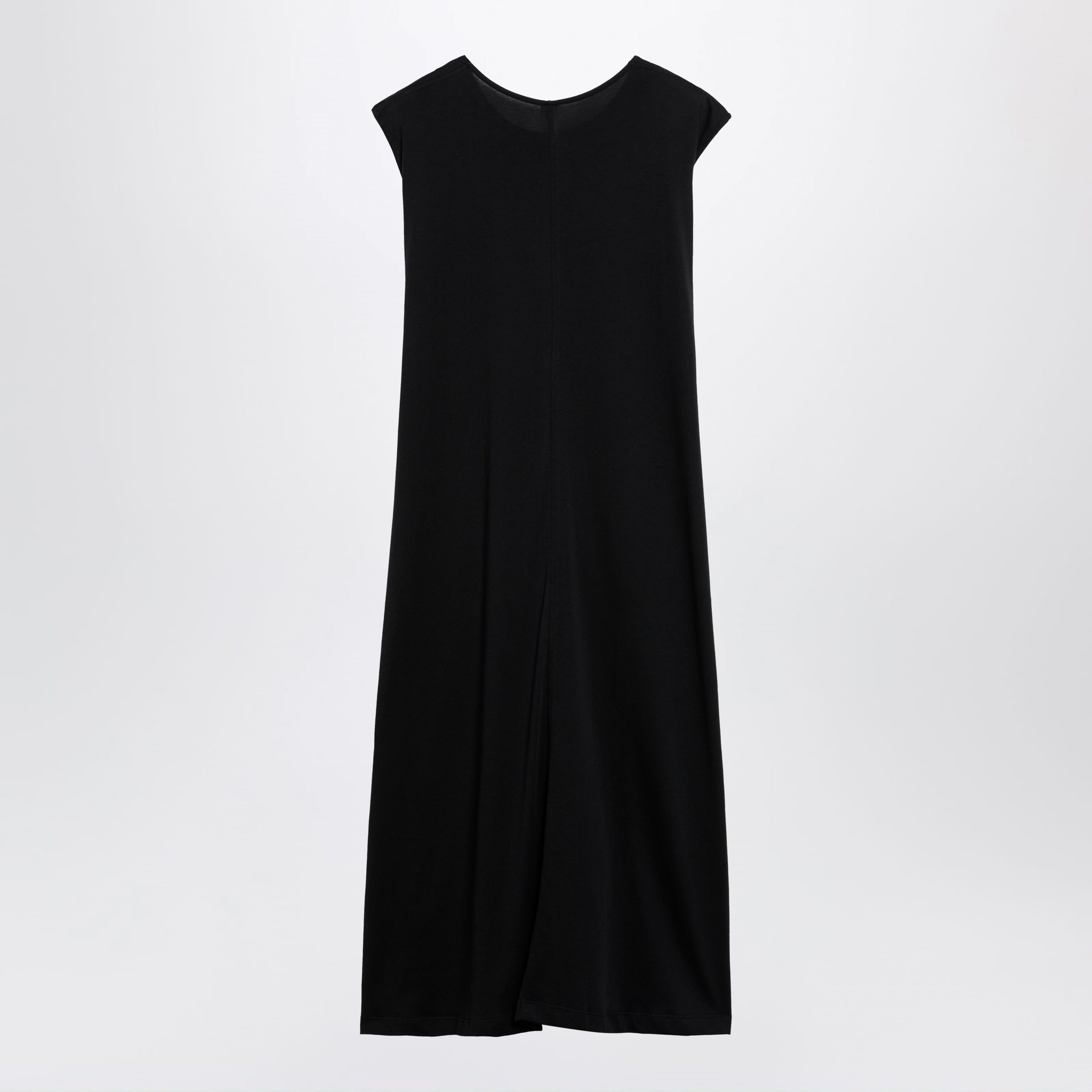 Toteme Maxi Jersey Dress With Belt In Black Cotton Women