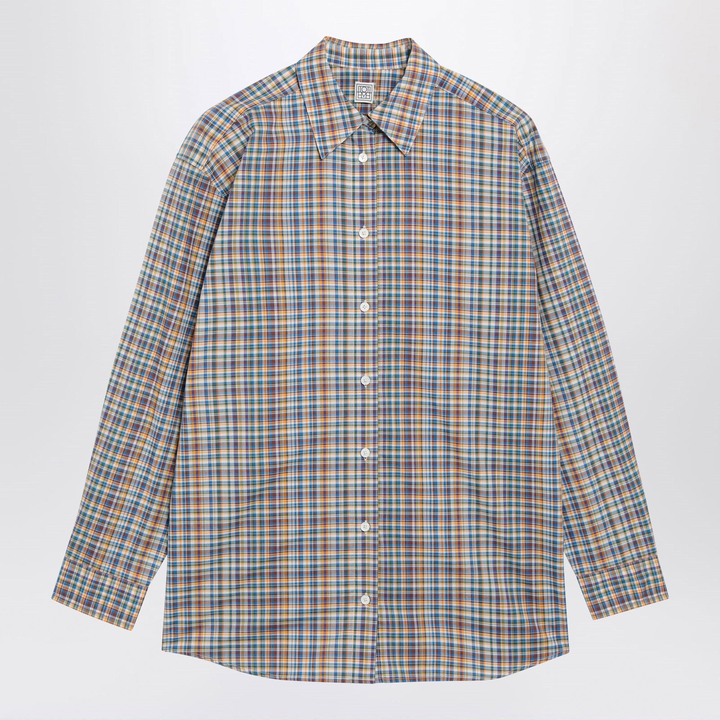 Toteme Oversized Checked Shirt In Blue/Orange Organic Cotton Women