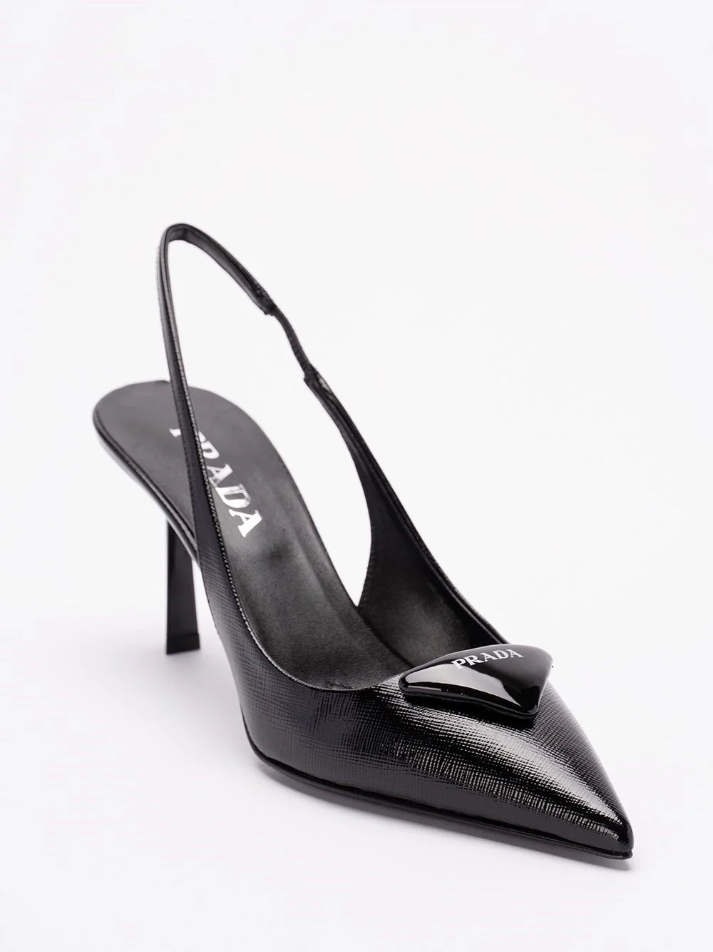 Prada Women Saffiano Patent Leather Slingback Pumps