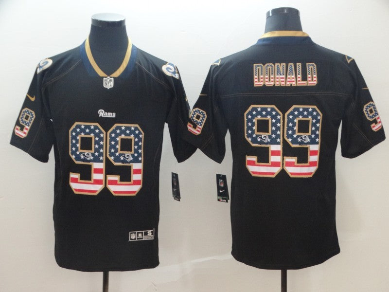 Men's Los Angeles Rams Aaron Donald #99 Black Team Game Jersey1