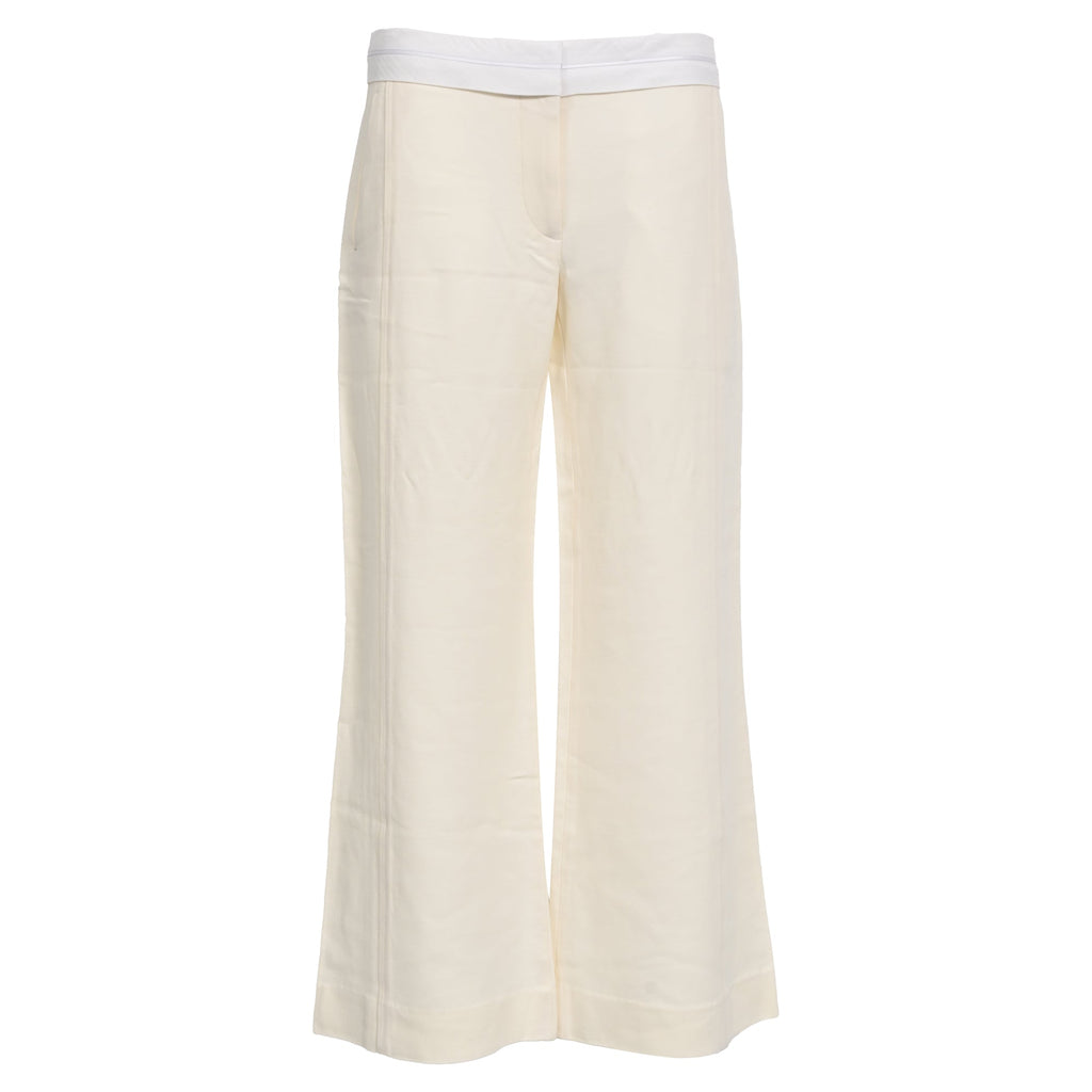 Victoria Beckham Flared Pants in White Wool
