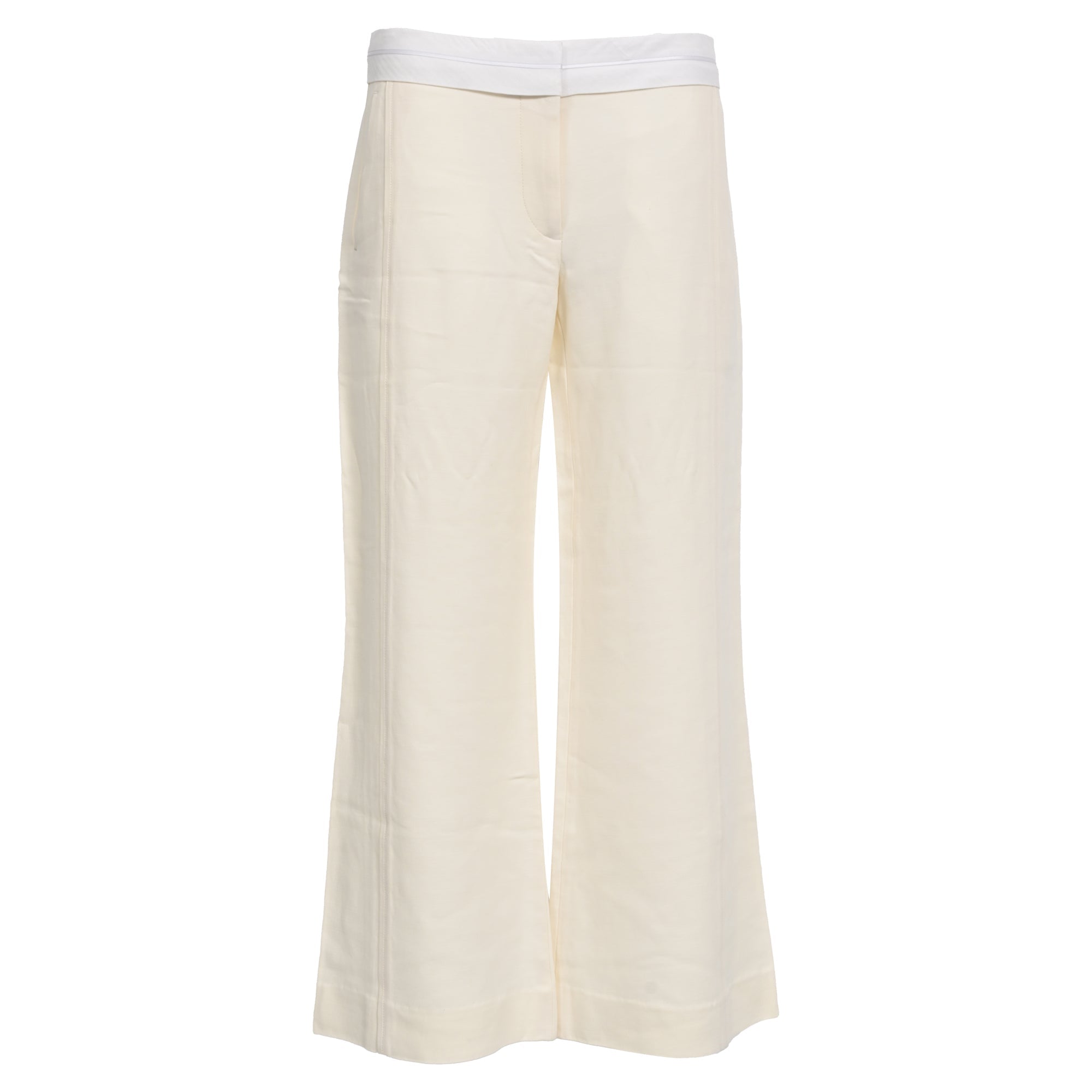 Victoria Beckham Flared Pants in White Wool