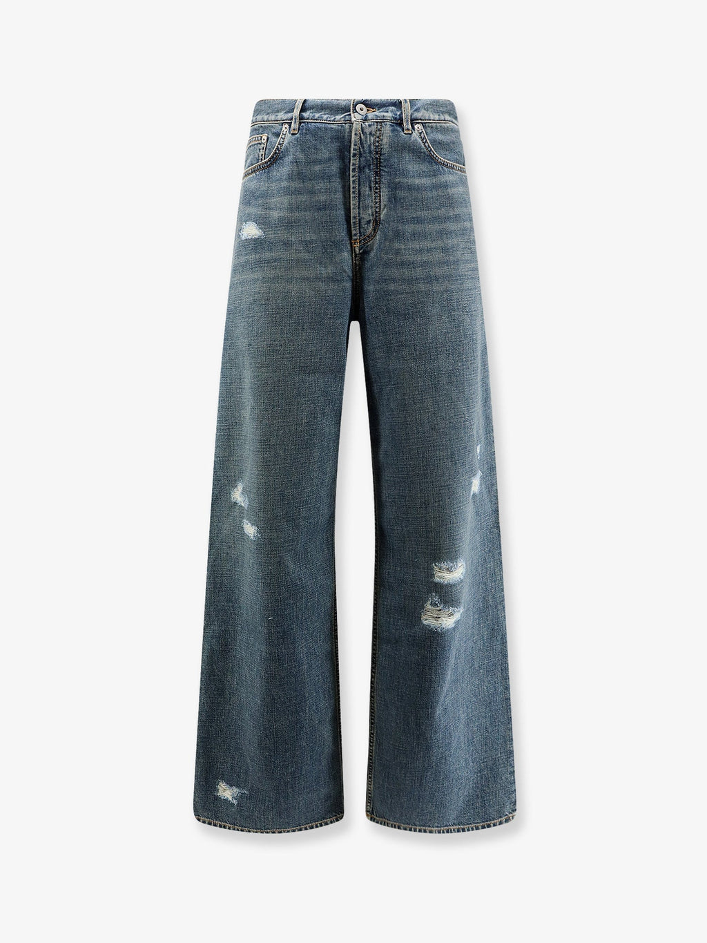 Dior Men Destroyed-Effect Blue Denim Jeans