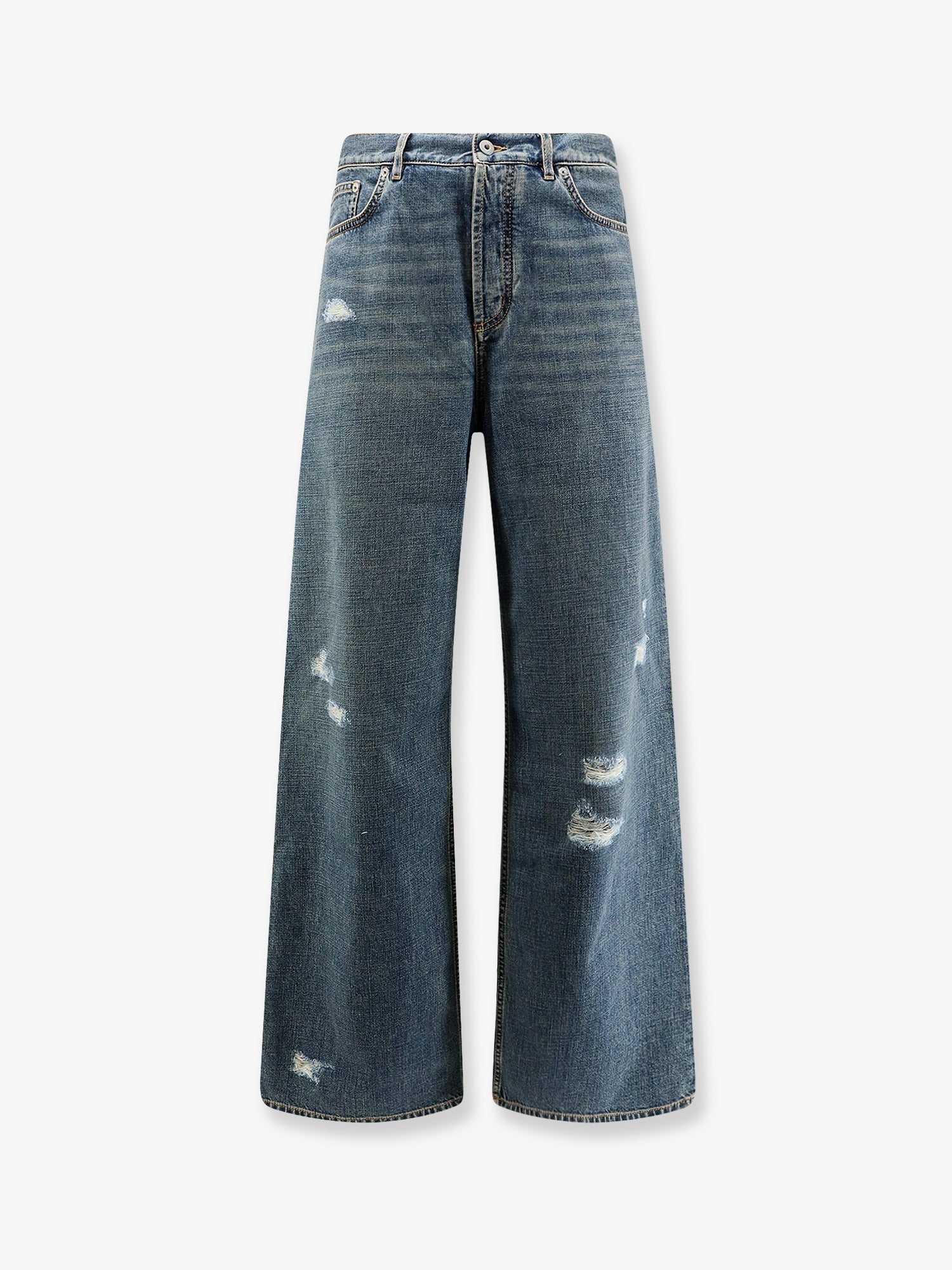 Dior Men Destroyed-Effect Blue Denim Jeans