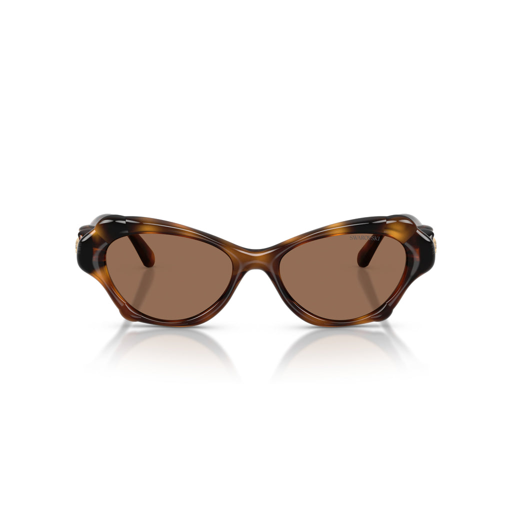 0Sk6050 Tortoiseshell Cat-Eye Sunglasses with Gold Emblem