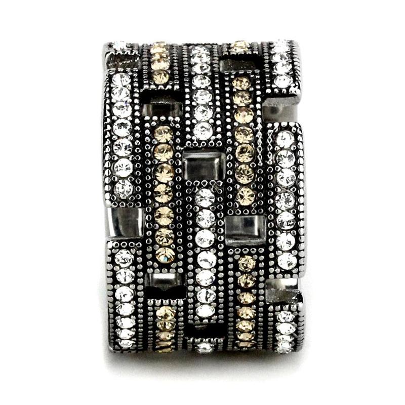 High polished (no plating) Stainless Steel Ring with Top Grade Crystal in Multi Color