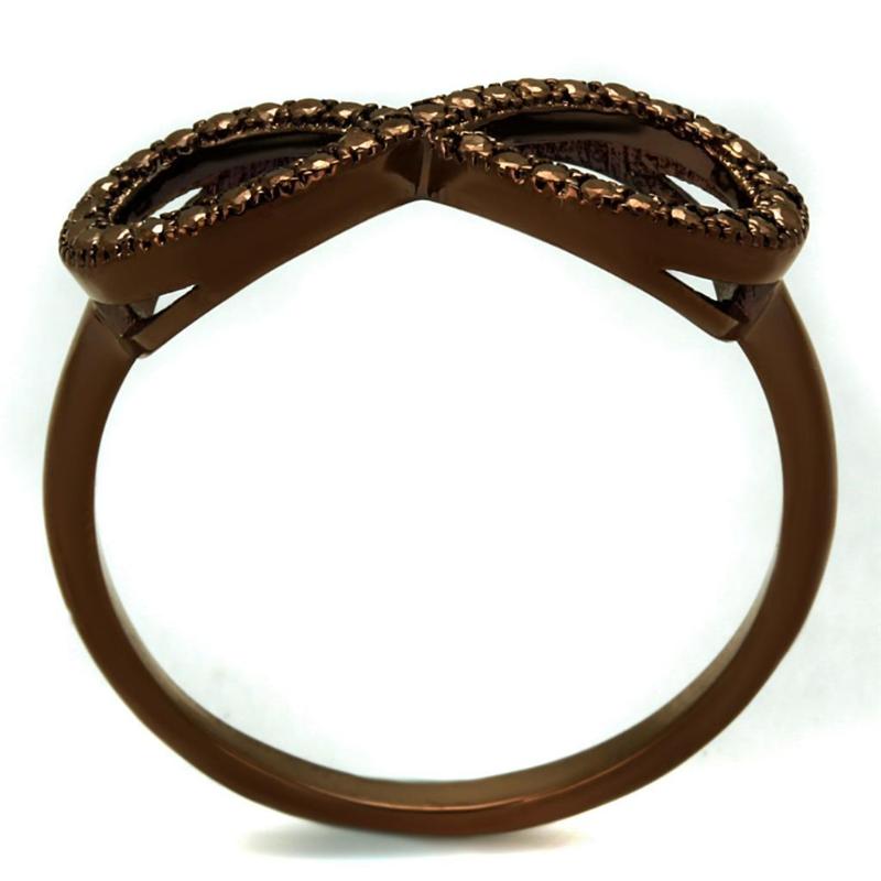 IP Coffee light Brass Ring with AAA Grade CZ in Light Coffee