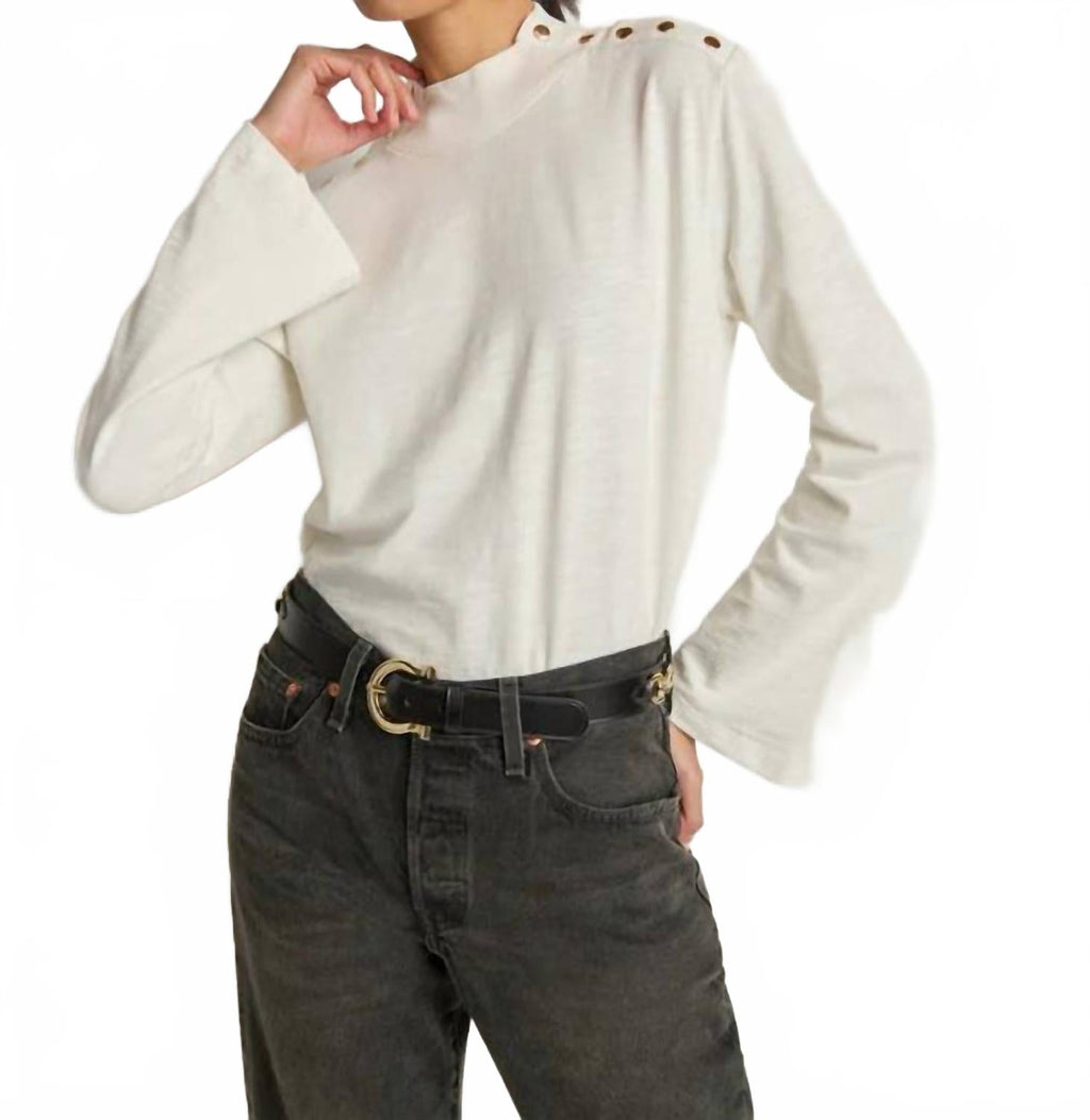 Neda Long Sleeve Top In Porcelain
