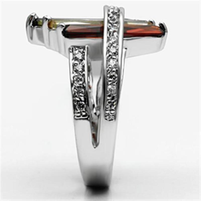 Rhodium Brass Ring with AAA Grade CZ in Multi Color