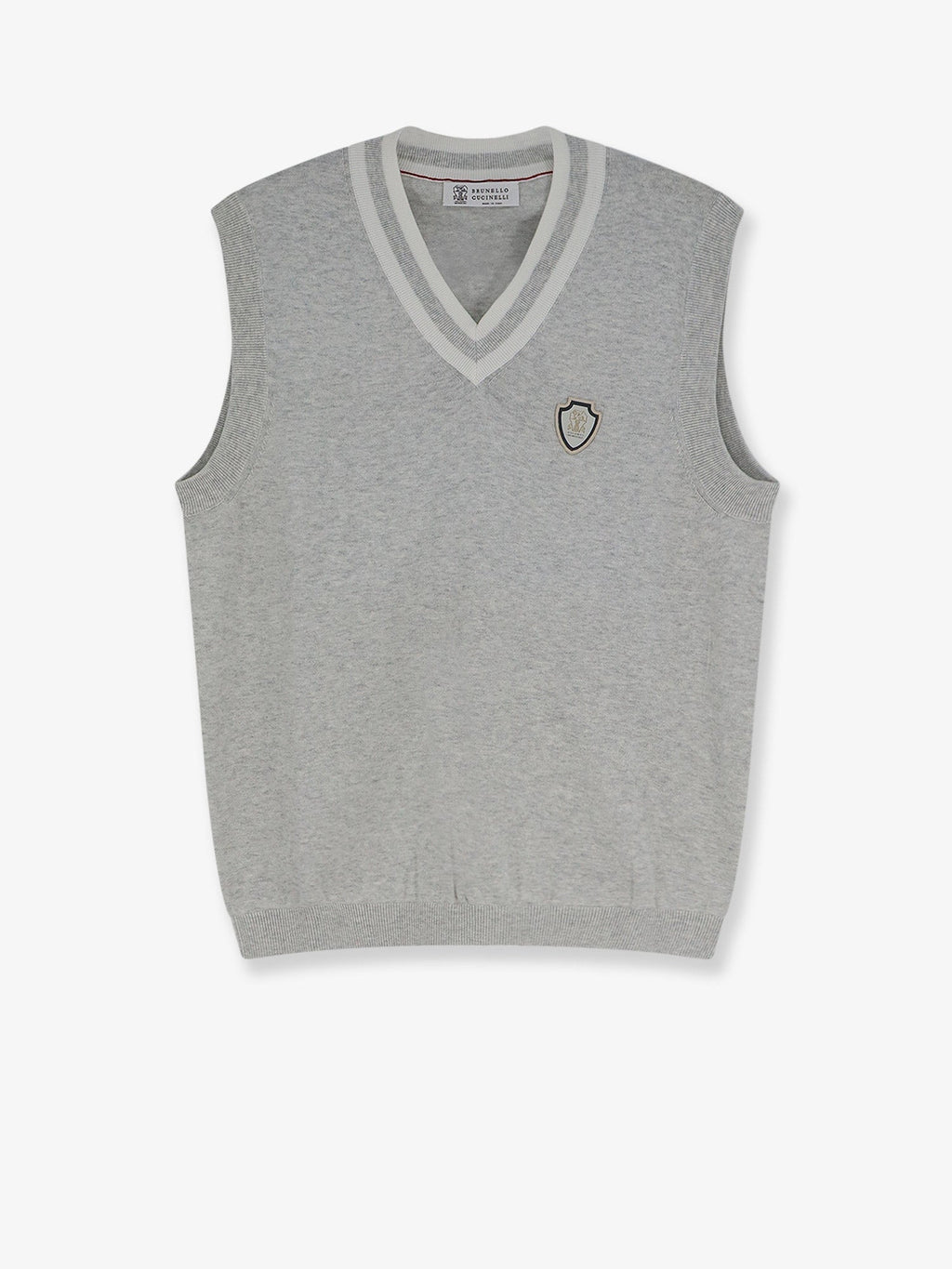Brunello Cucinelli Men Cotton Vest With Front Logo Patch