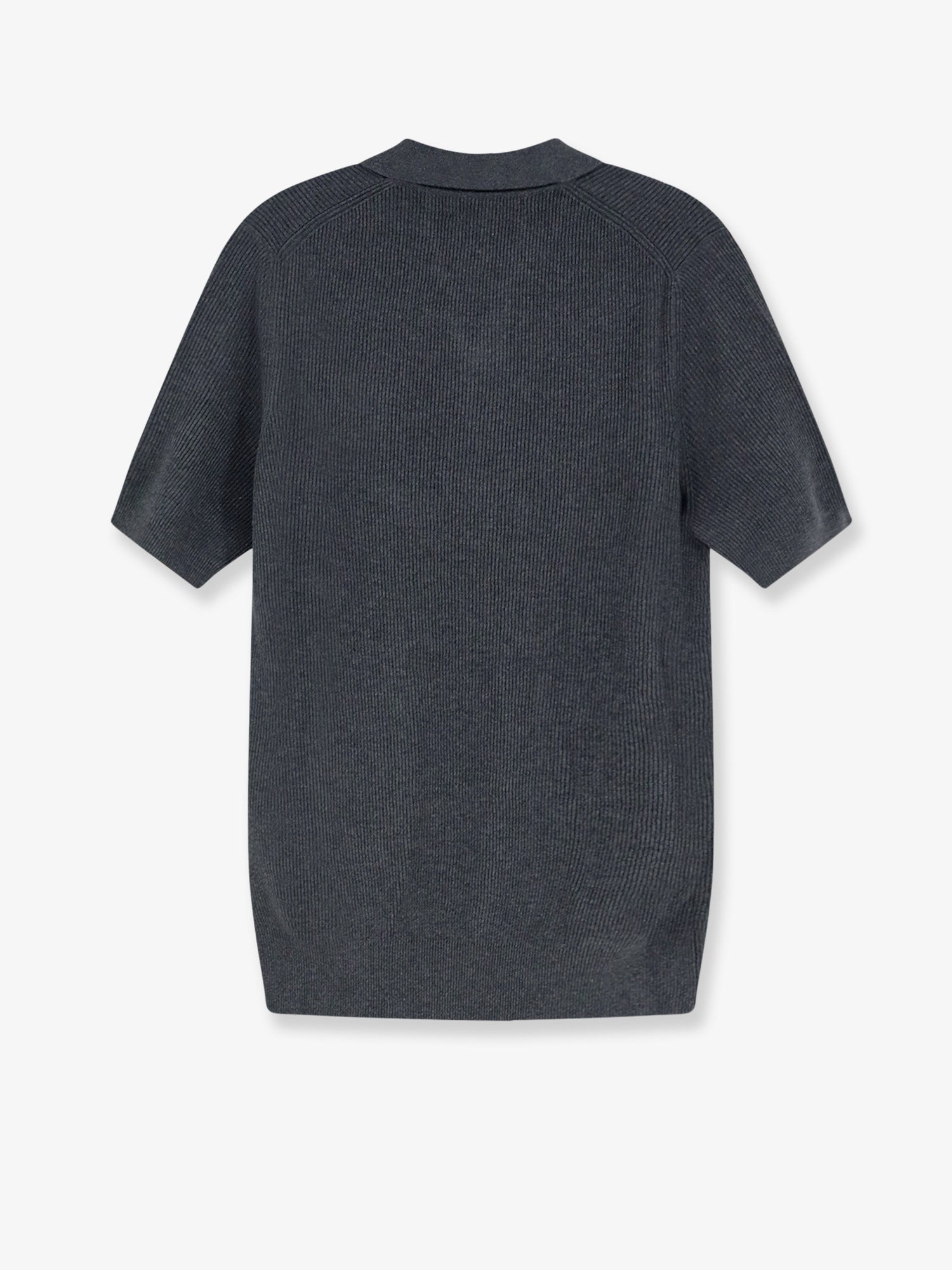 Brunello Cucinelli Men Cotton Polo Shirt With Ribbed Knit