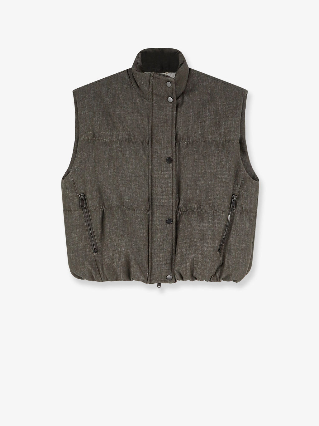 Brunello Cucinelli Women Sleeveless Effect Twill-Denim Down Jacket