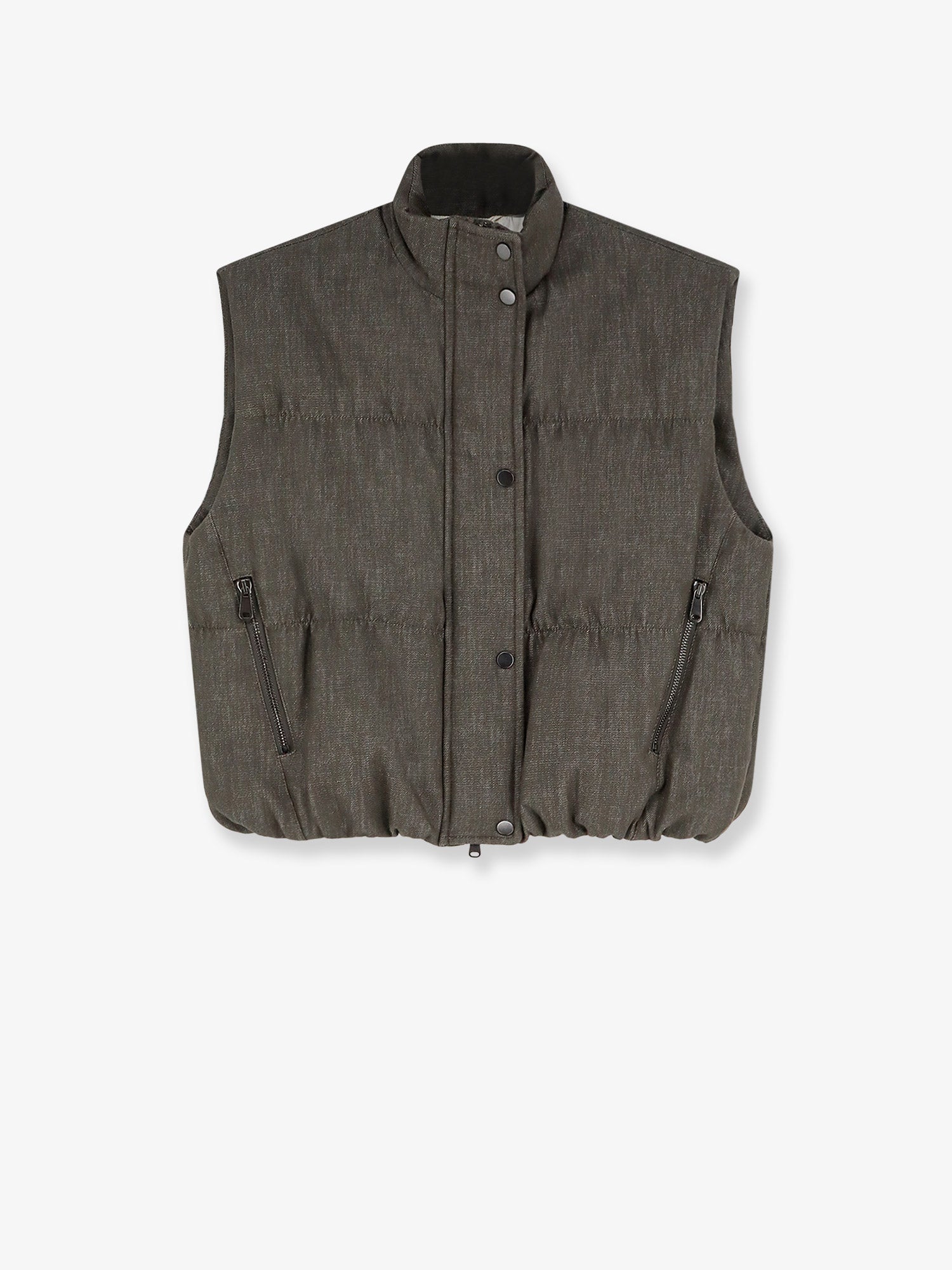 Brunello Cucinelli Women Sleeveless Effect Twill-Denim Down Jacket