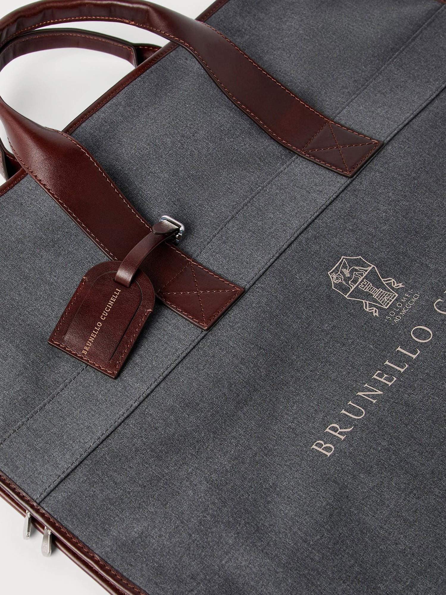 Brunello Cucinelli Men Technical Fabric And Leather Garment Bag