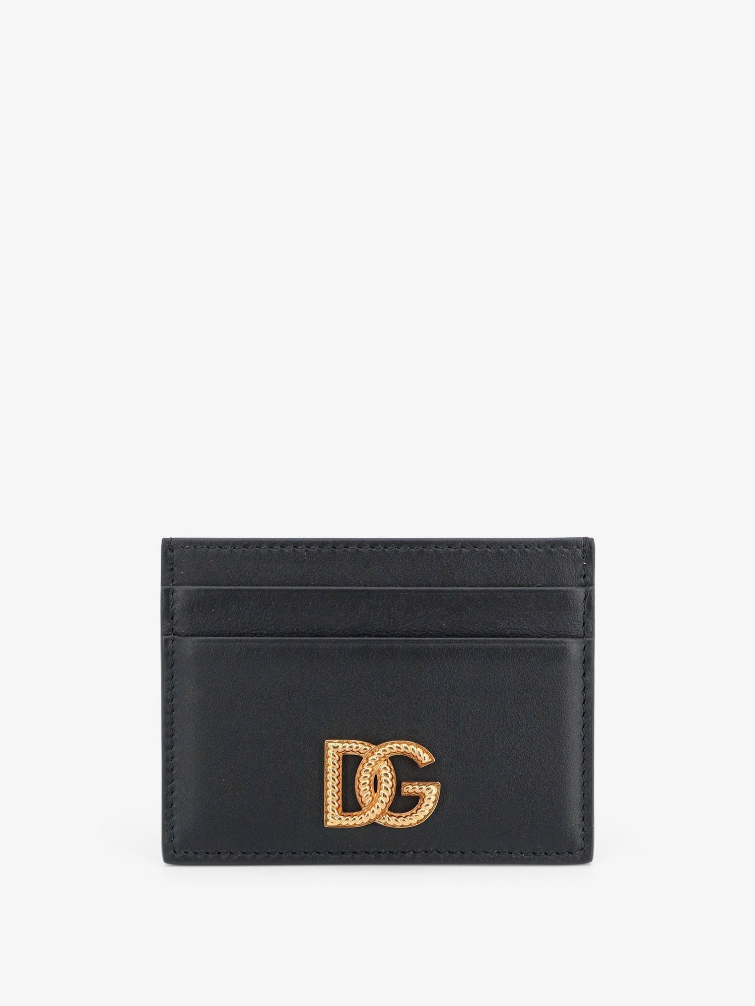 Dolce & Gabbana Women Leather Card Holder With Metal Dg Logo