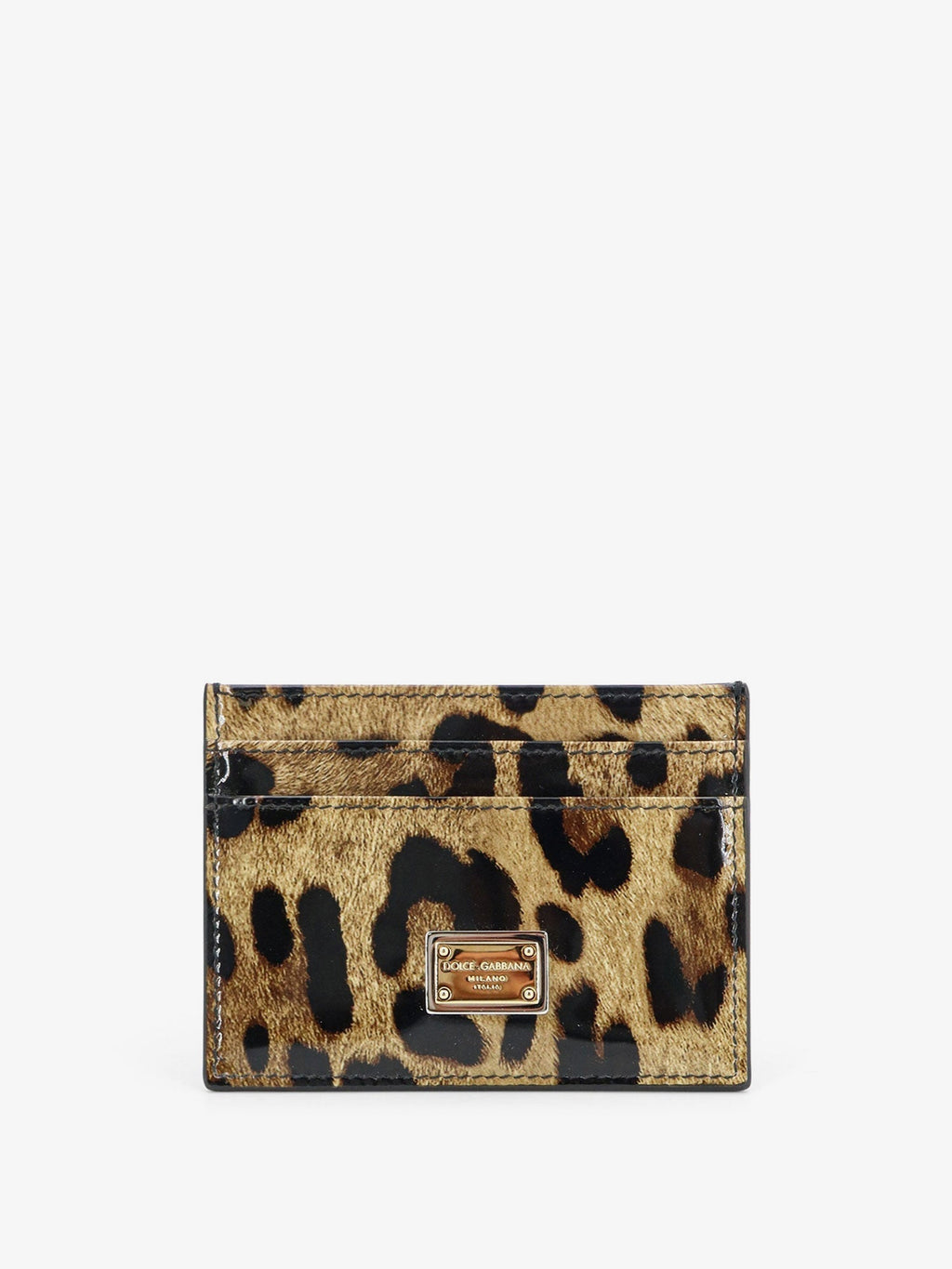 Dolce & Gabbana Women Patent Leather Card Holder With Animal Print