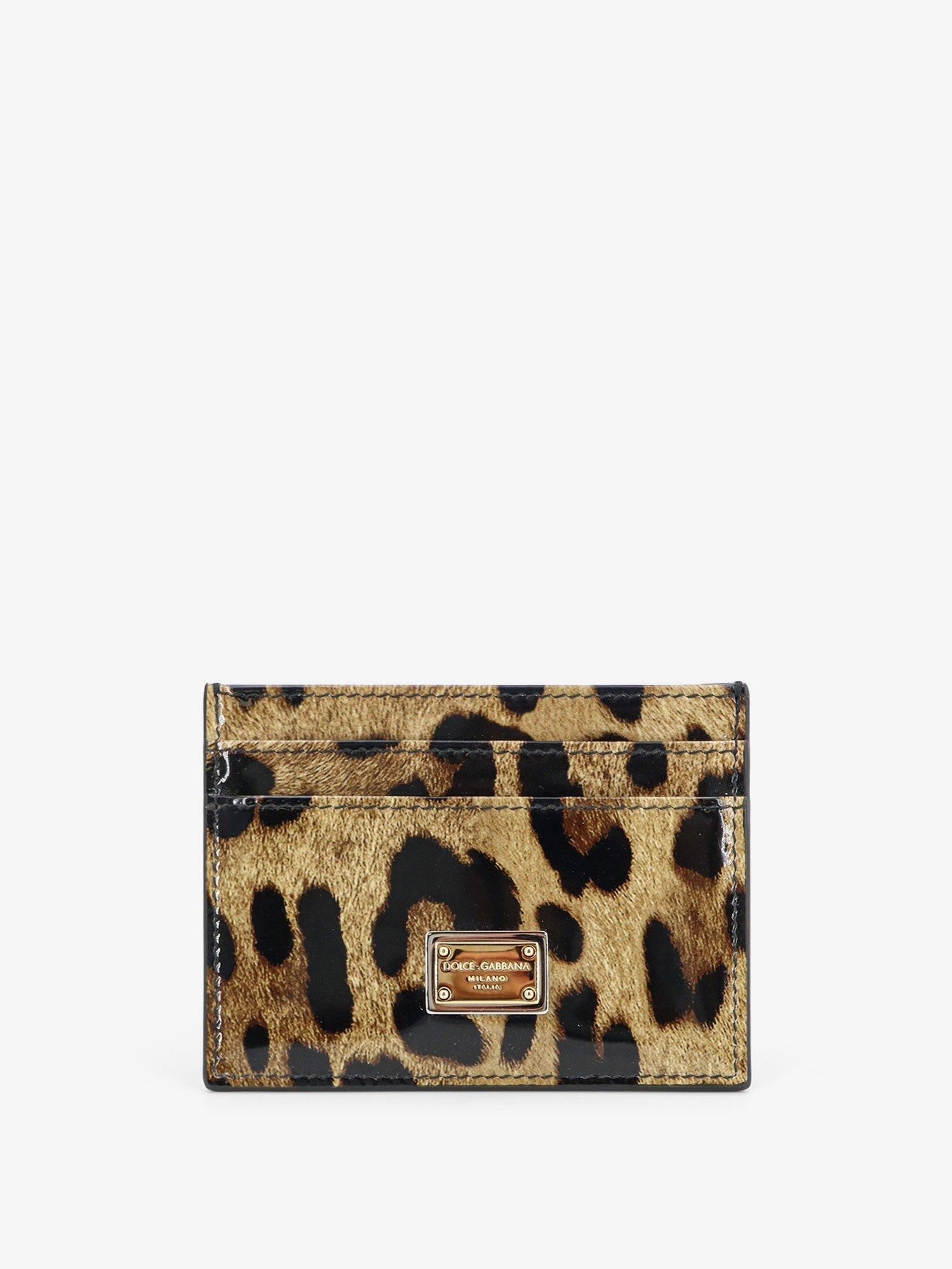 Dolce & Gabbana Women Patent Leather Card Holder With Animal Print