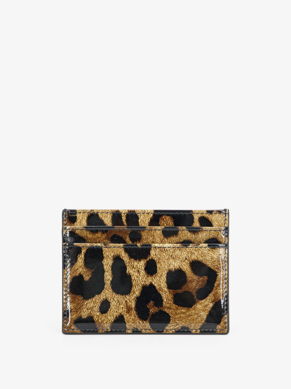 Dolce & Gabbana Women Patent Leather Card Holder With Animal Print
