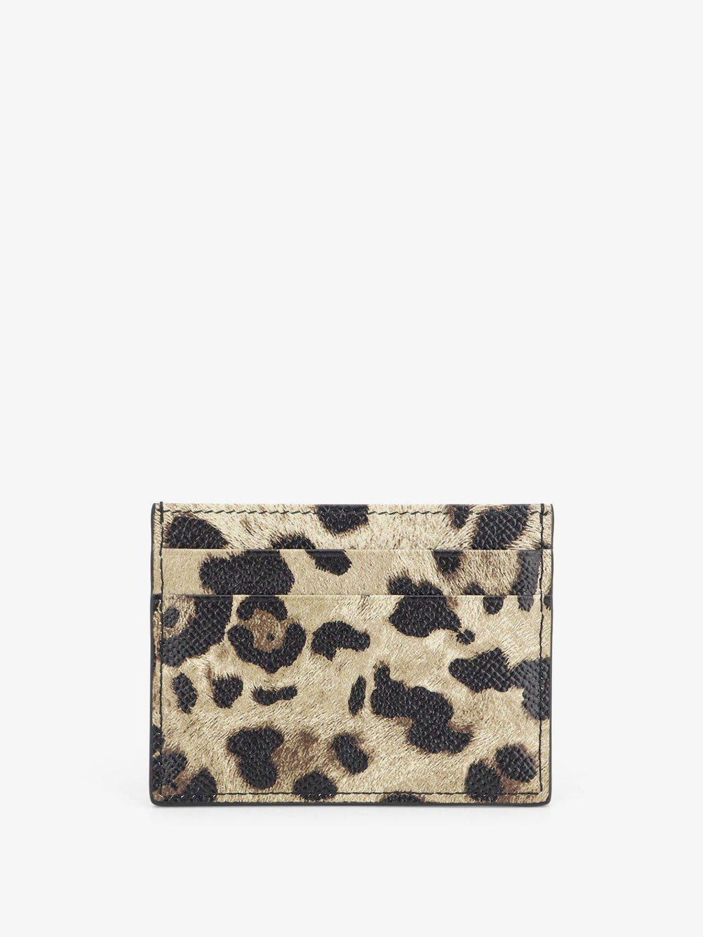 Dolce & Gabbana Women Hammered Leather Card Holder With Animal Print