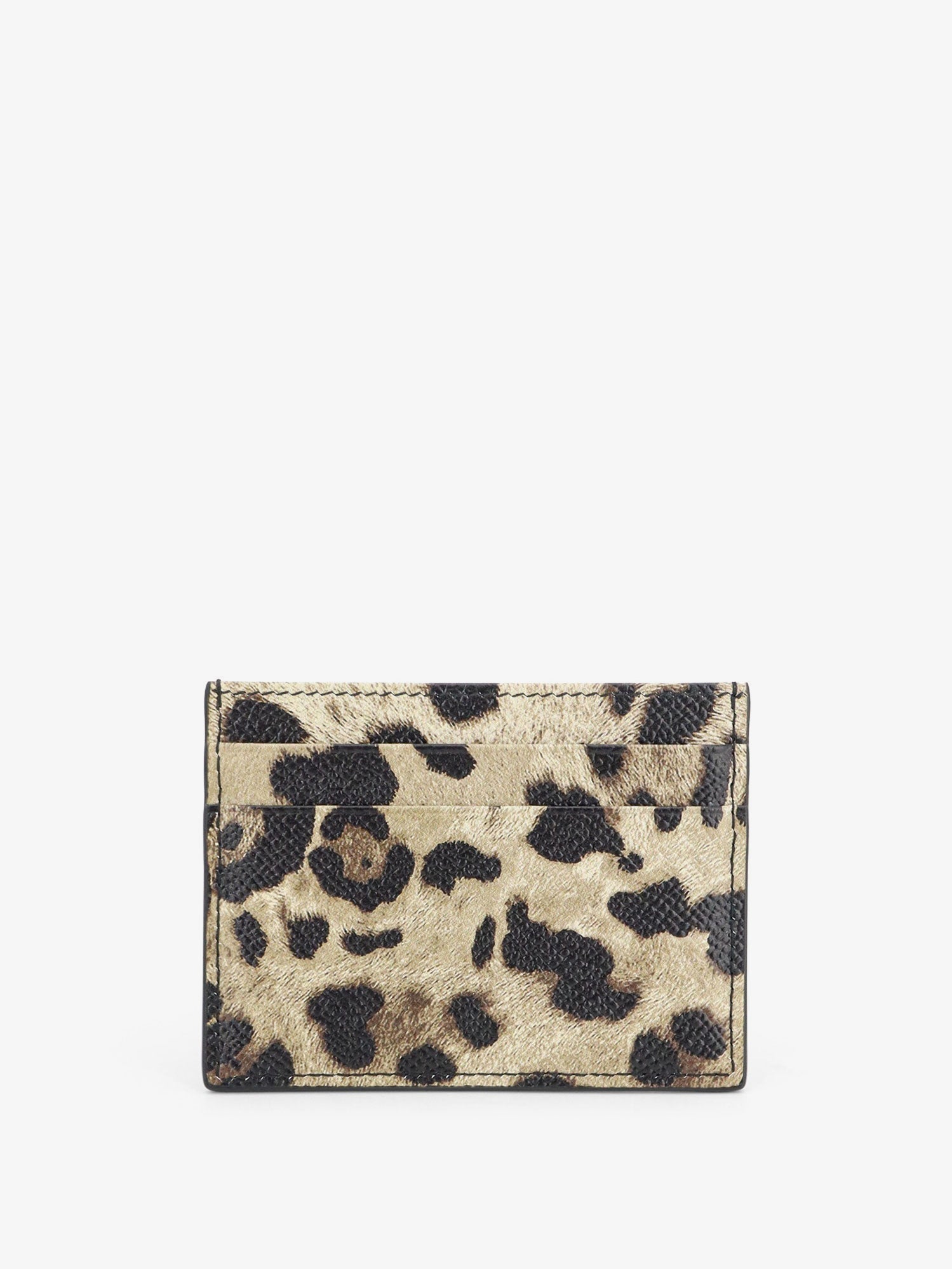 Dolce & Gabbana Women Hammered Leather Card Holder With Animal Print