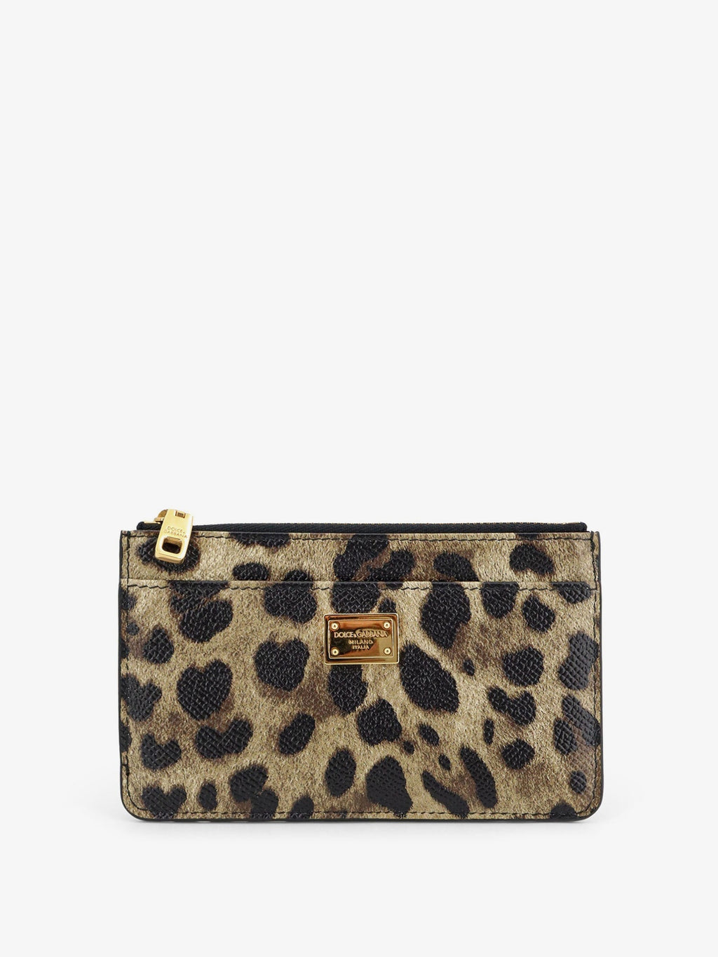 Dolce & Gabbana Women Hammered Leather Card Holder With Animal Print