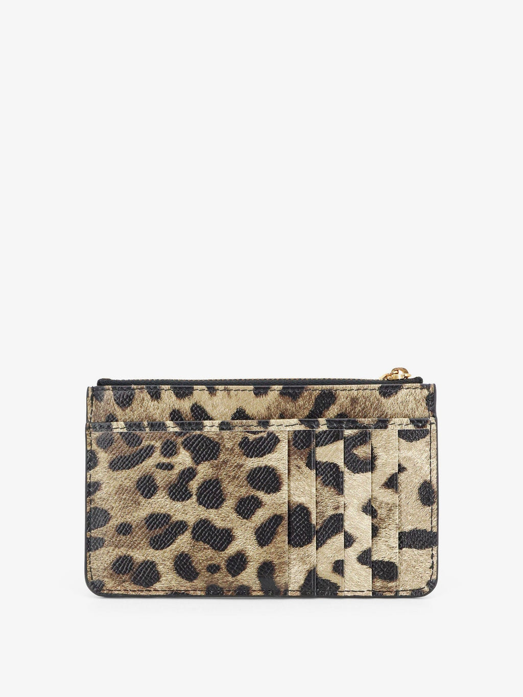 Dolce & Gabbana Women Hammered Leather Card Holder With Animal Print