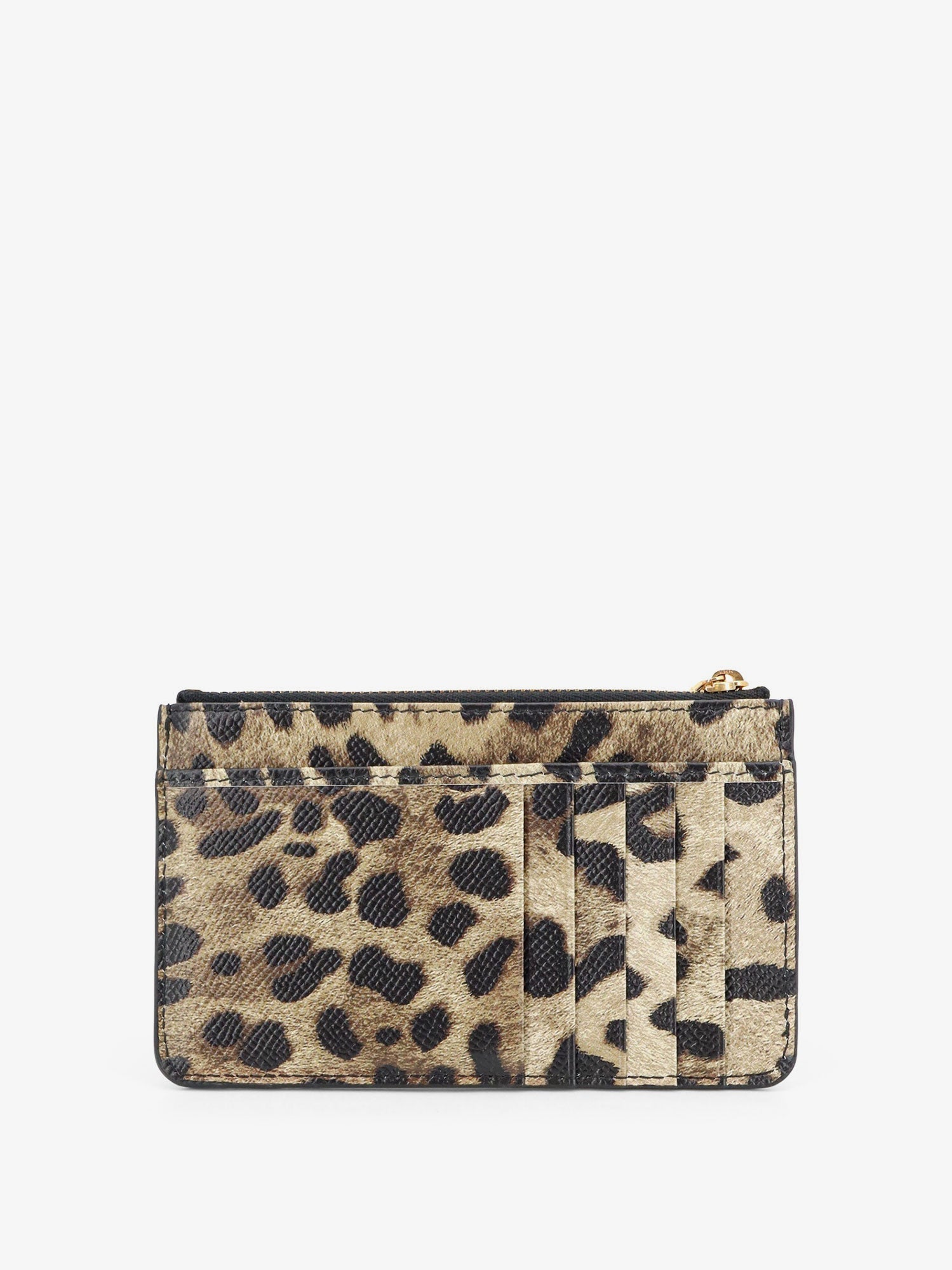 Dolce & Gabbana Women Hammered Leather Card Holder With Animal Print