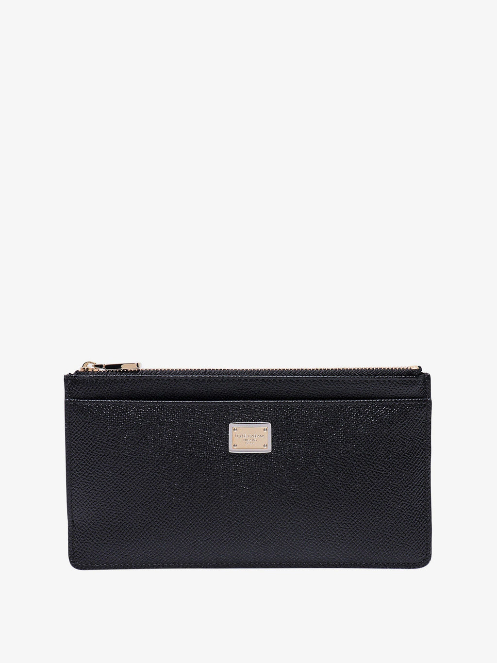 Dolce & Gabbana Women Hammered Leather Card Holder With Metal Tag