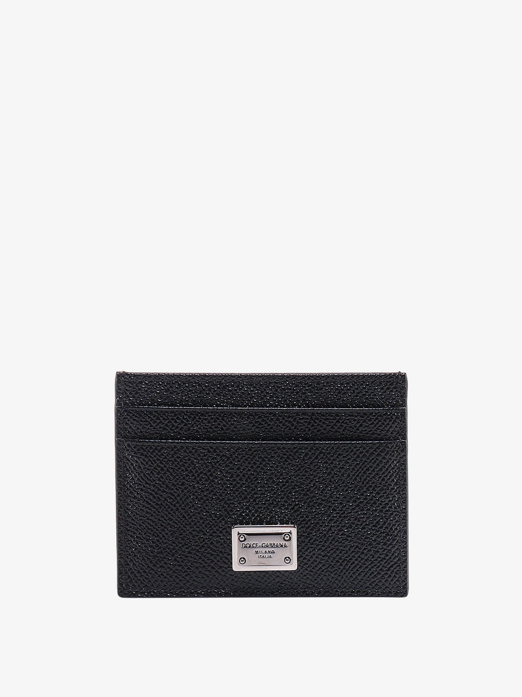 Dolce & Gabbana Men Leather Card Holder With Metal Logo Tag