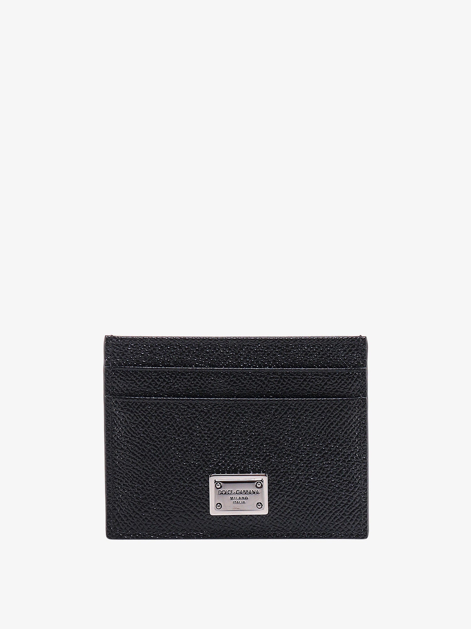 Dolce & Gabbana Men Leather Card Holder With Metal Logo Tag