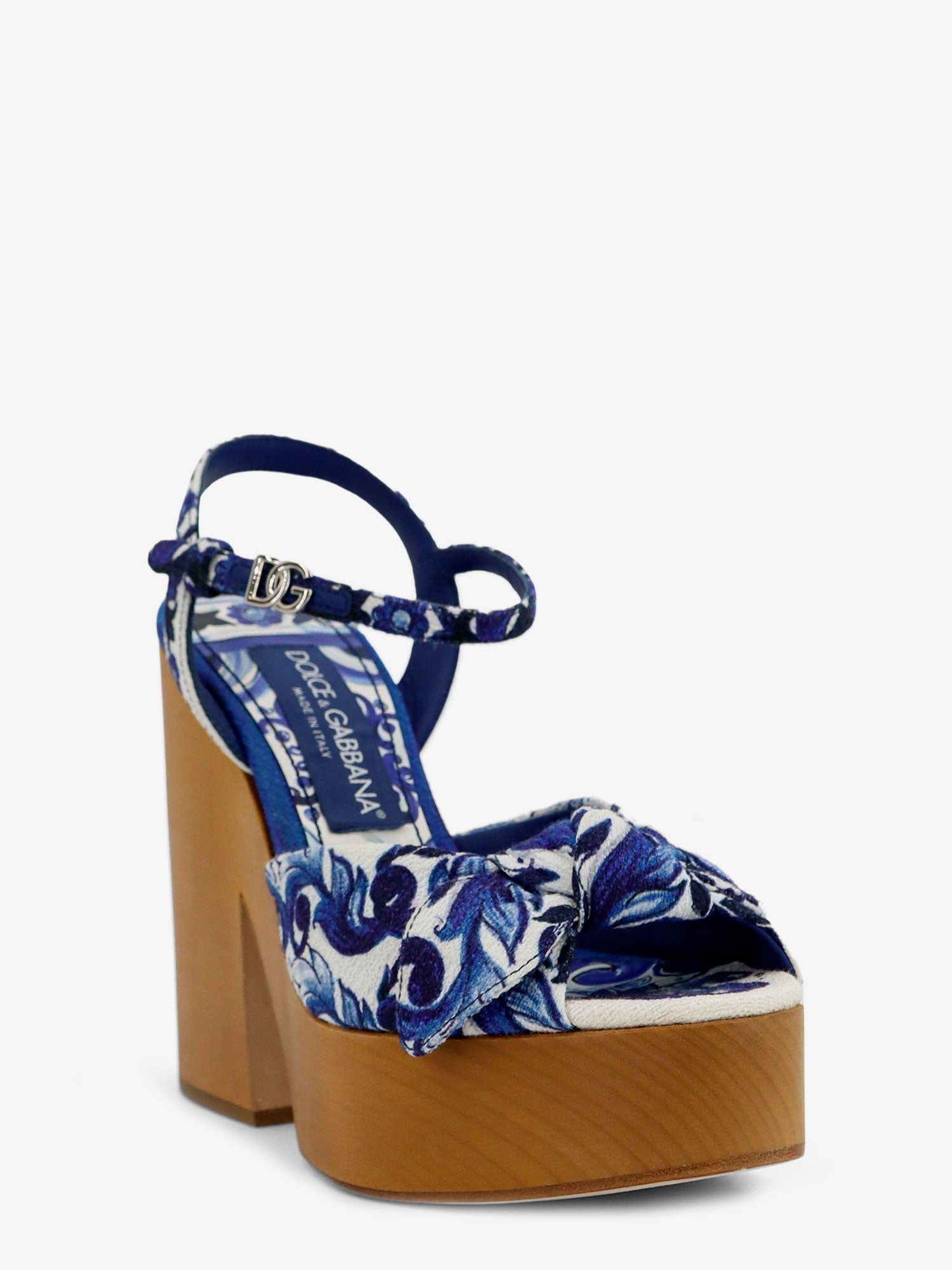 Dolce & Gabbana Women Canvas Sandals With Maiolica Print